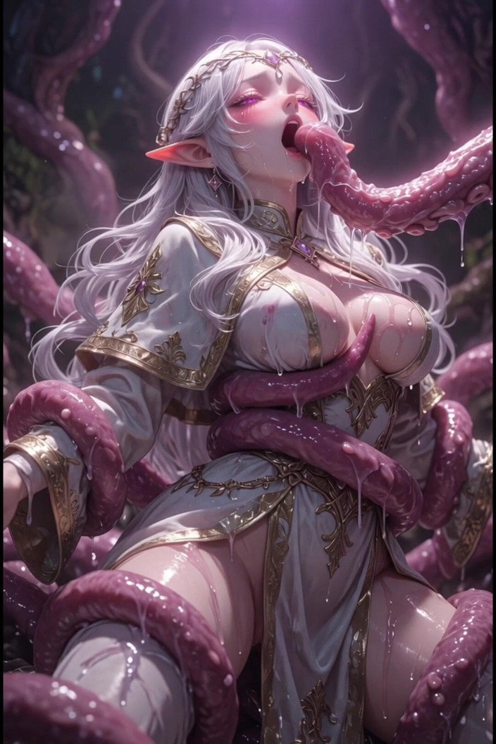 Wertstofsamler: Bělovlasá elfská kněžka s Worm Monster, Anime Hentai