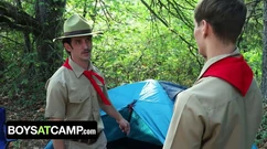 Boys at Camp - Kinky Scout Master Greg Mckeon Welcums the New Scout Boy with Hot Anal Creampie
