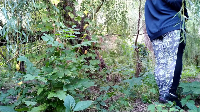 Elena: Lush MILF golden shower solo in nature