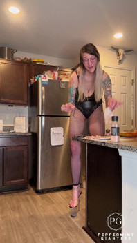 Giantess Serves up Chicken Piccata in 8-inch Heels & Black Lingerie