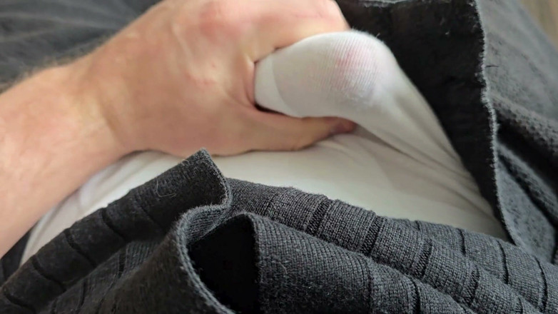 PhantomGentX: Lunch Break - Hot Stepdaddy Rubs His Fat Cock Through White...