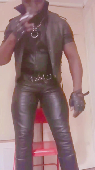 Black Muscle Stepdad: Leather Smoking Big Ass Daddy