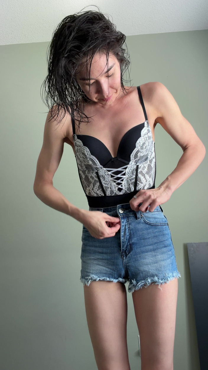 Ms_Emmy_Lynn: Sexy Outfit of the Day Lingerie Bodysuit &amp; Jean Shorts