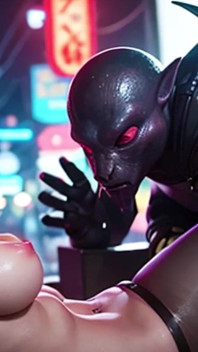 Woman Cornered by a Cyborg Goblin