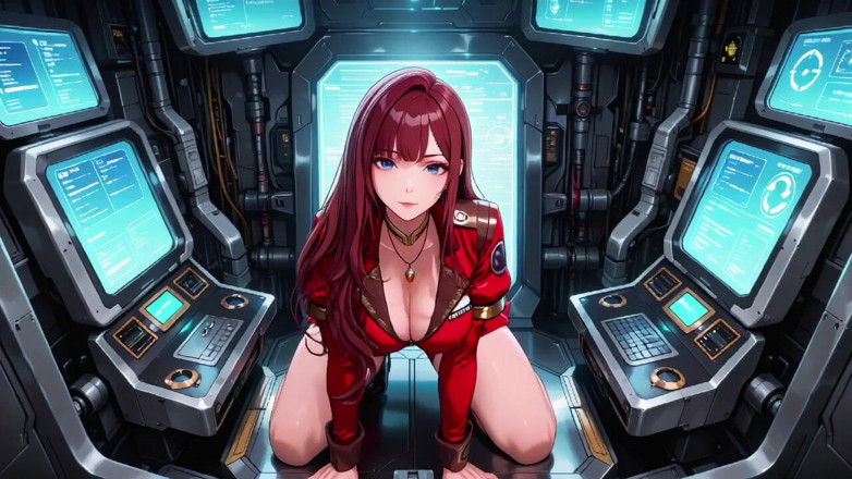 Tay Swift X: Red-haired Commander! Private Moments in the Sci-fi Ship Cockpit