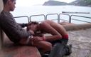 Gaybareback: Hetero surfista fodida por gêmeos na praia