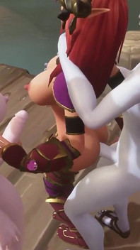 Two Futanari Elves Team Fuck a Redhead Elf - Warcraft Hentai Parody