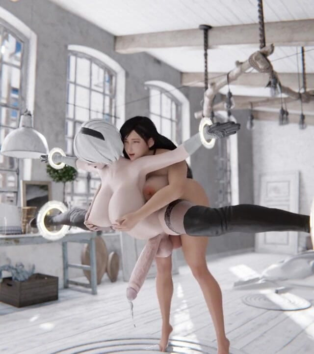 Velvixian3Futanari: Tifa और 2b सेक्स गुलाम futa shemale