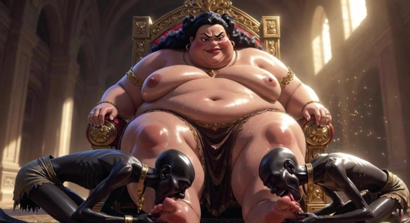 Anime Hentai: Huge BBW Mistress Foot Worship - Slaves Licking Her Feet to...