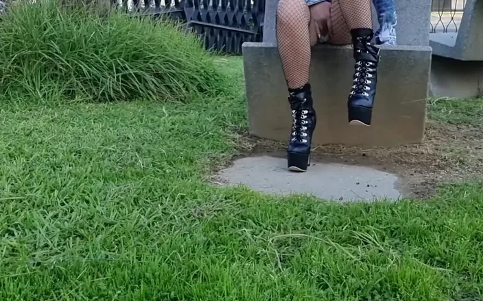 TheloveStory: Curvi Smoking and Open Legs Outdoor Teen High Heels