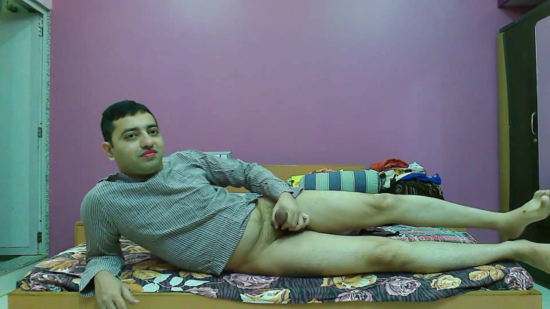 Cute & Nude Crossdresser: Sexy sissy crossdresser femboy Sweet Lollipop in girls' top and...