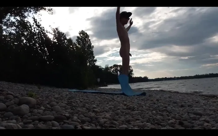 Jon Arteen: Slender Nudist Boy Does Yoga Nude on a Naturist Beach....
