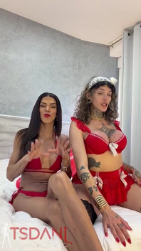 Brazilian Trans Porn Stars Sabrina Prezotte and Daniela Santos Making Out.