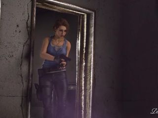 Desire SFM: Futa Excella用Jill Valentine Resident Evil futanari测试她的大鸡巴