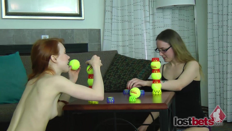 Lost Bets Games: Two Lesbians in an Intimate Strip Ball Stacks Challenge