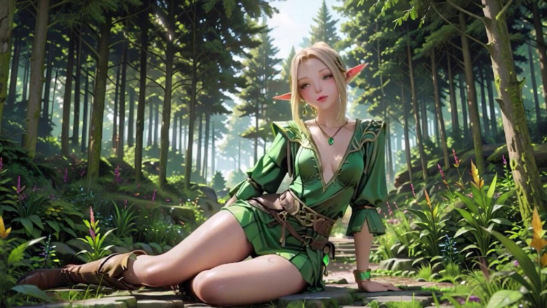 Seraphina Vale: Elfe blonde fantastique, all-fours sensuels dans une chambre blanche, taquinage...