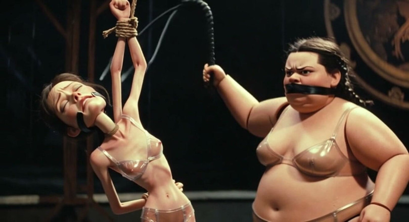 YOUR BEST FANTASY: Skinny Slave in Bondage Whipped by Fat SSBBW Mistress