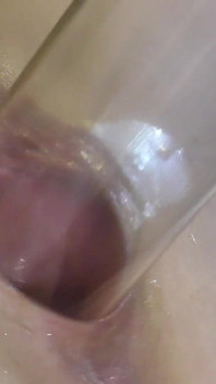 Very Close Spread Pussy Fucking with Dildo and Glass