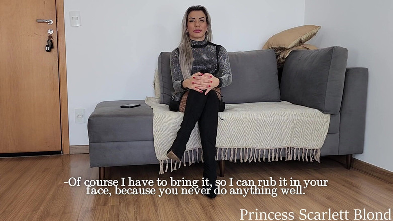 Queen Lytta ballbusting and cum lick: Princesa Scarlett Blond e Mr Pine - sexy camisinha de corno...