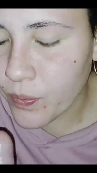 Homemade Blowjob in the Bathroom From an Argentinian Girl Who Takes a Huge Load in Her Mouth