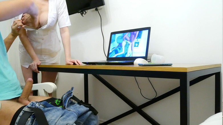 Nimfomanhub: The kind nurse milked the prostate. The patient cum and...