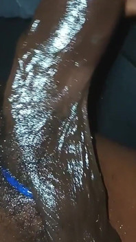 Cms Stroking His Big Black Cock (bbc) with Lots of Oil