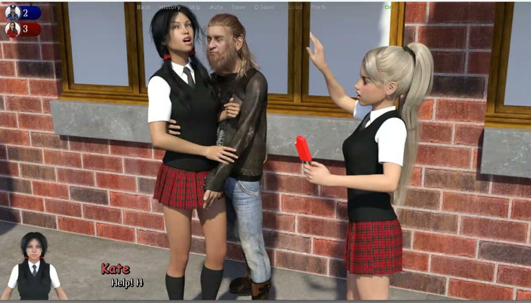 XXX Games Bunk: Bad Hero - Gameplay - Roleplay - College Uniform Teens Teasing the Man...