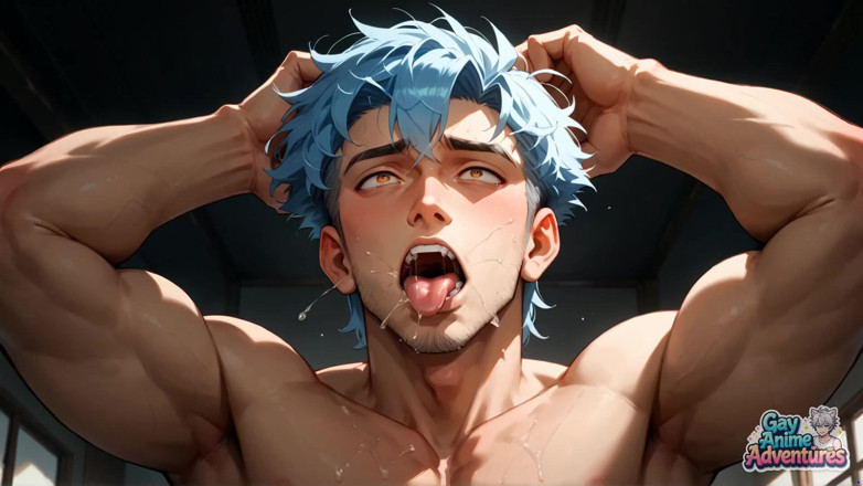 Gay Anime Adventures: Esplosione di sborra del muscolo desertico con esplosione blu: incredibile...