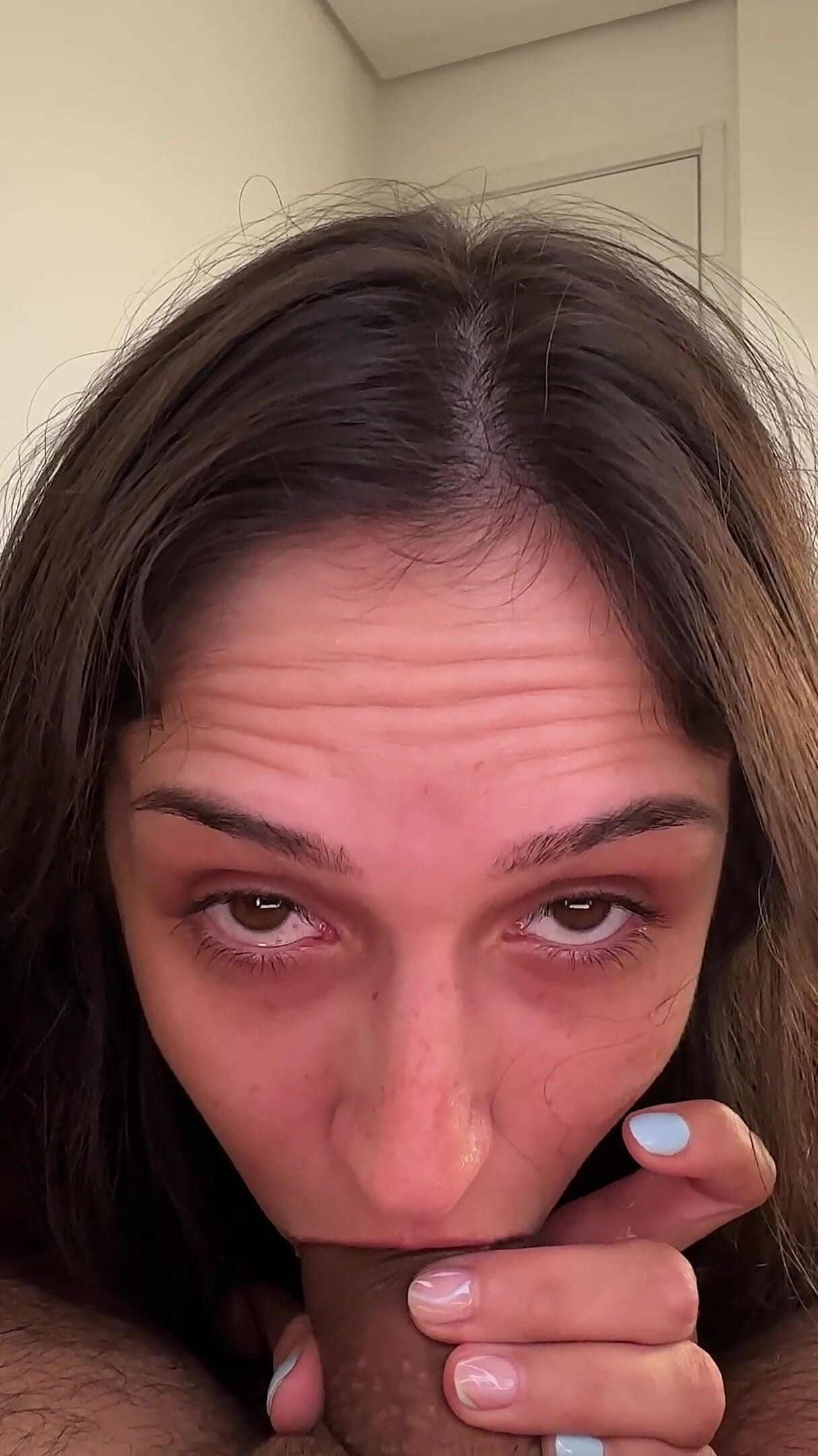 Slow Deep Throat Tease with His Huge Hard Cock