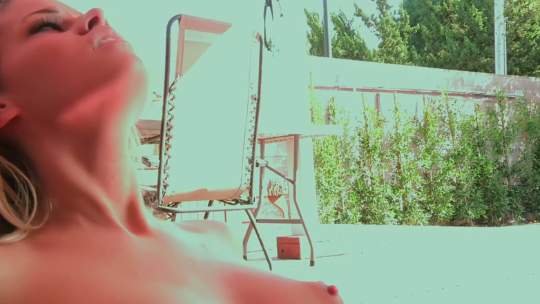 Lesbian Love Movies: Poolside Pussy Licking - Tattooed Black-haired Beauty Eats a Blonde in...