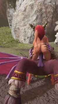 हॉट लाल बालों वाली योगिनी Illidan Stormrage की सवारी करती है । Warcraft Parody