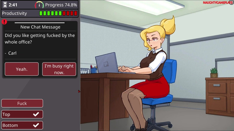 Naughty gameplays: Nauwelijks Werken - Rondborstige Blondine Geneukt Door Iedereen Op Kantoor - 3D-pornospel