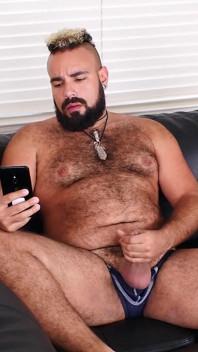 BEARFILMS Massive bearded bear Luis Vega jerks and cums solo