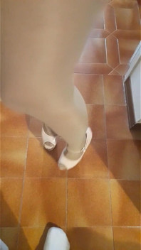 MILF with Extreme High Heels and Pantyhose Walking