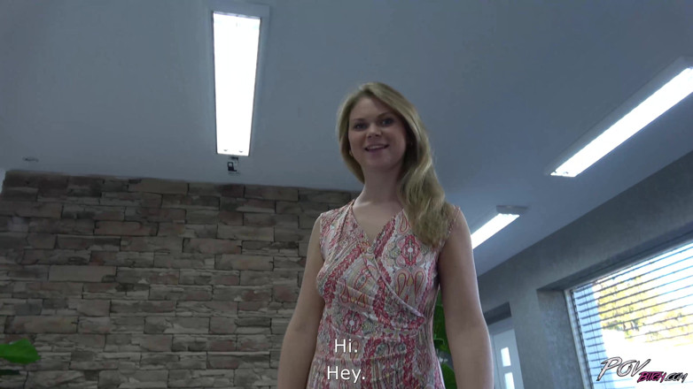 POV Bitch: Casting blonde gives blowjob and gets pounded in missionary