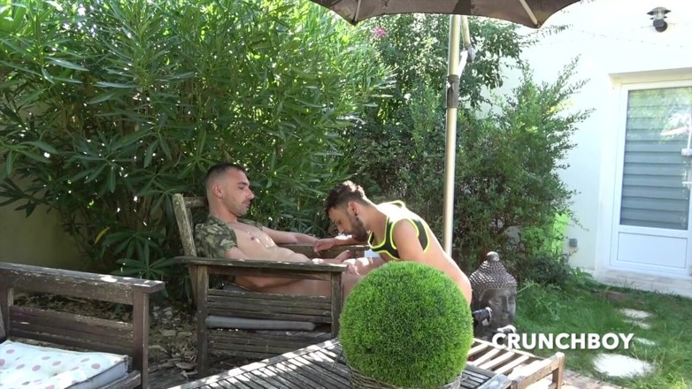 The best new bareback amateur clips: the slut MARCO RUSH fucked raw in the garden by 2...