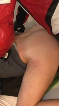 Humiliation at the hotel with fetish outfits biker