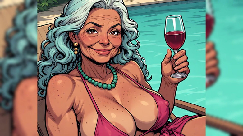 AI Porn: Cycki Out Relaksujący przy basenie (ai Art)