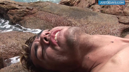 Just X Gays bareback: Deep anal gay bareback fucking on the beach