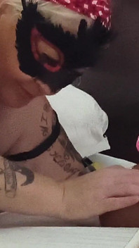 Pretty Little Mouth Gagging on Cock Stuck to the Headboard Pop Pop Pop