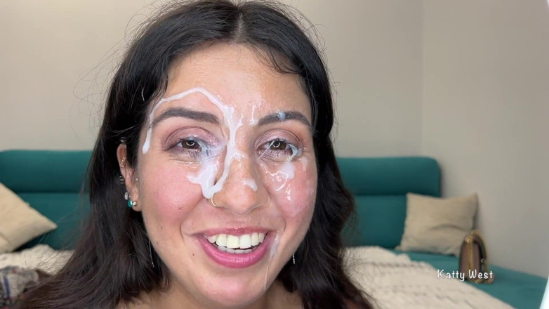 Katty West: Facial Compilation. Cum on Face and Mouth Compilation