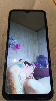 Nasty Slut Watches Her Own Porn Gagging on That Cock Deep in Her Throat with the Load He's Got