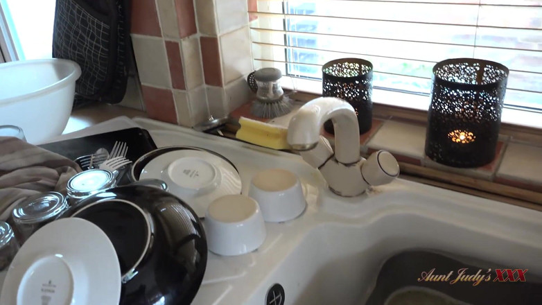 Aunt Judy's XXX: AuntJudysXXX - Busty 56yo Housewife Layla sucks your cock in the kitchen (POV)