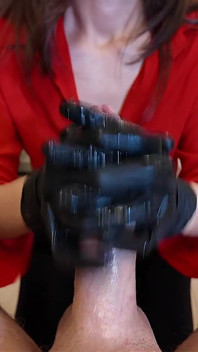 Stepmother Punishes Her Stepson and Makes Him Cum Hard Using Gloves