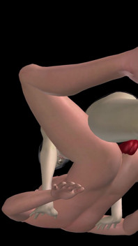 Animované 3D porno - krásná dívka šuká připínákem Asiatka pak dvojitý dildo zezadu