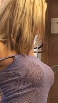 Horny hot blonde girl masturbates and enjoys in the bathroom with her sex toy