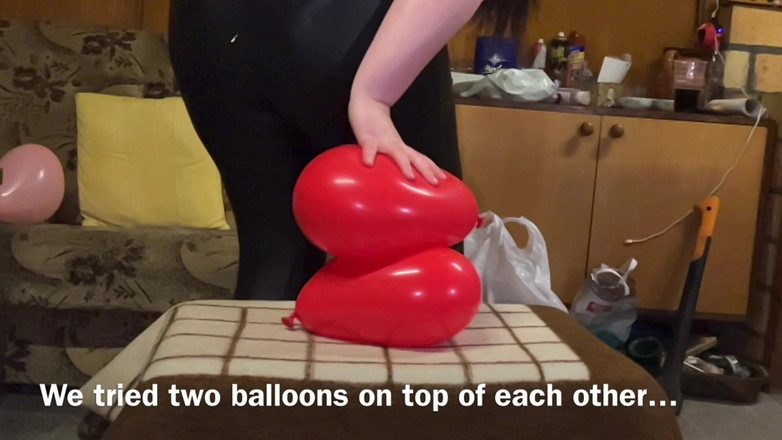 BeachBallsDuo: Bigbootylucy Zit 16 zeer sterke hartvormige ballonnen gedraaid! 2 camera's met slow-motion!