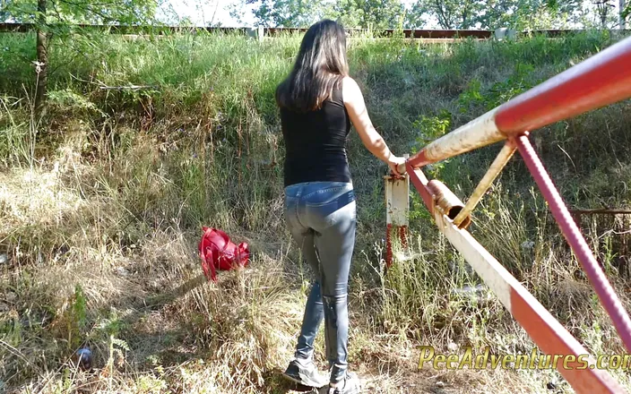 Pee Adventures: Empty her bladder on the side of the road, outdoor...