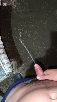 Outdoors at Night, Peeing and Hot Cumshot