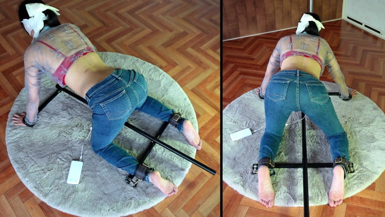 ushirosugatanomiki: A Woman Is Restrained on All Fours and Left at...